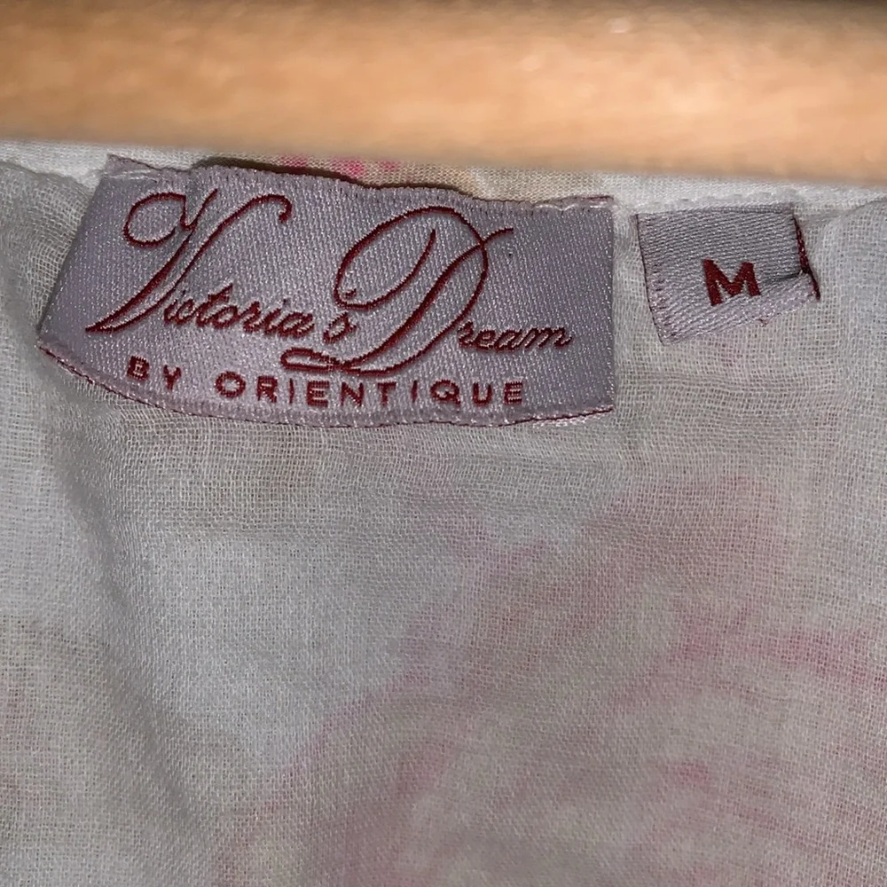 Victorias Dream White And Peach Floral V Neck Vintage Style Cotton Gown